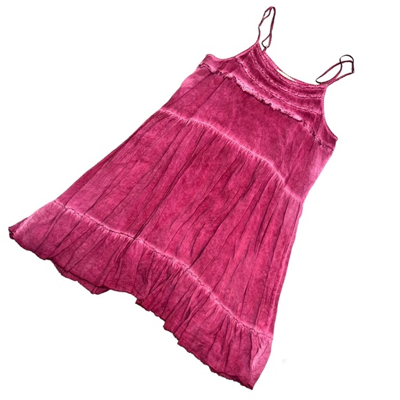 Altar’d State Spaghetti Strap Bohemian Style Dress Swim Cover Up Large Raspberry - Picture 2 of 11